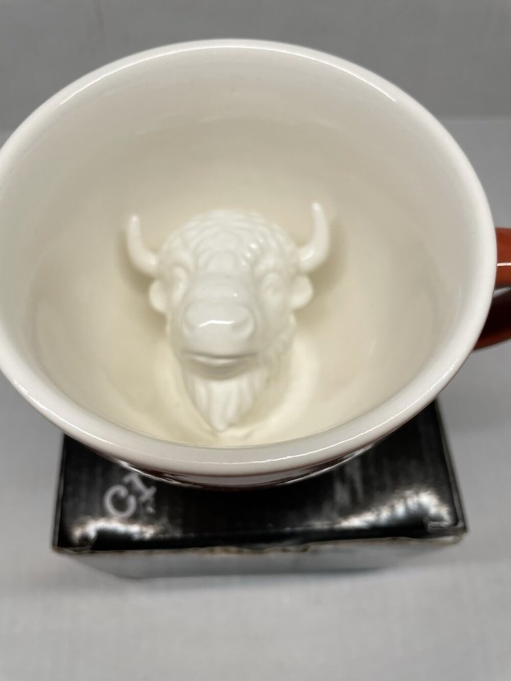 Creature Cups Peek a Boo 3D Bison Buffalo Ceramic 10oz Coffee Tea Mug - NEW